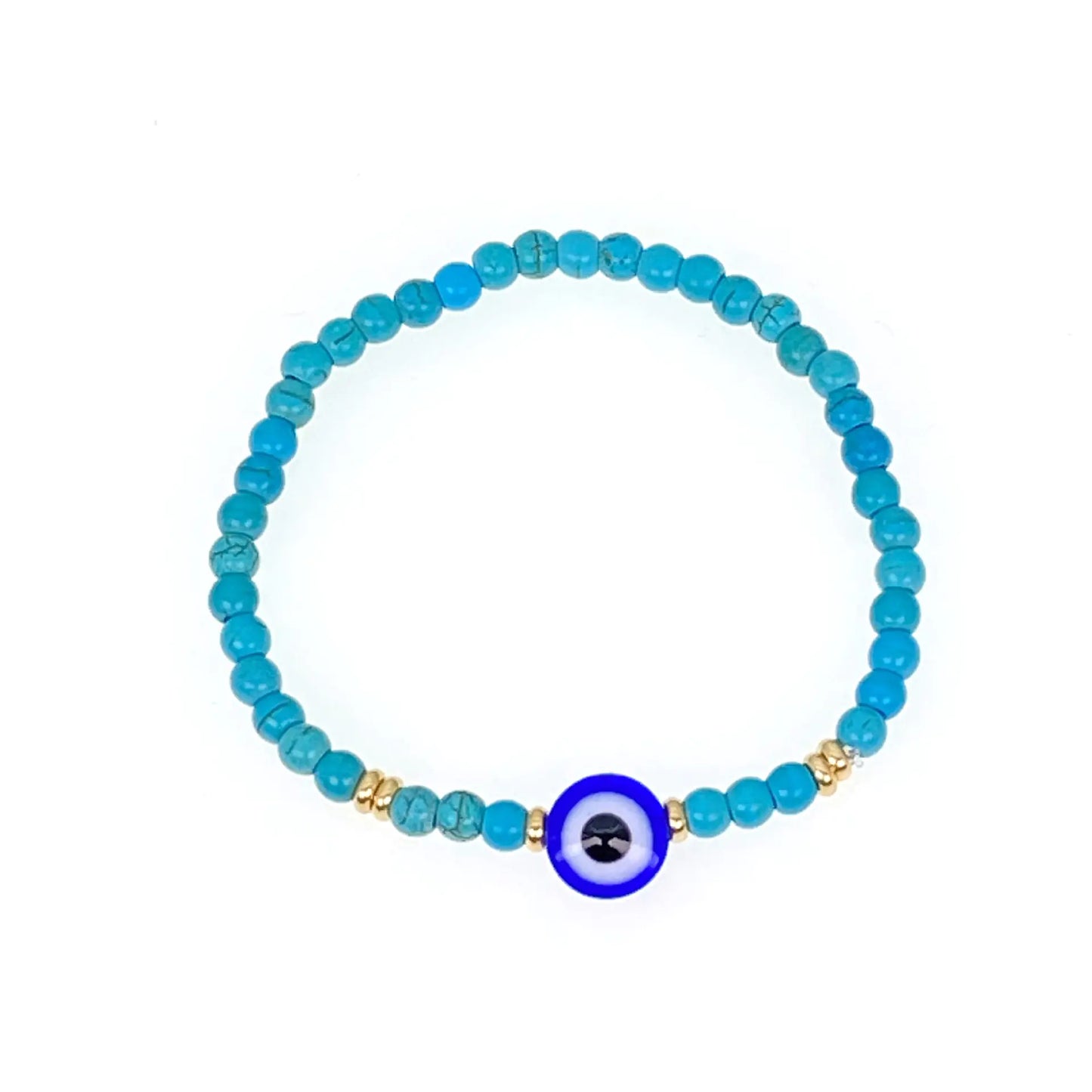 Natural Turquoise Blue Eye Lucky Bead Bracelet