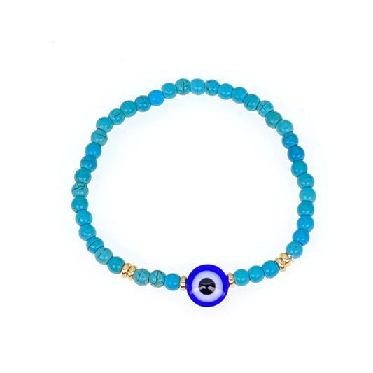 Natural Turquoise Blue Eye Lucky Bead Bracelet